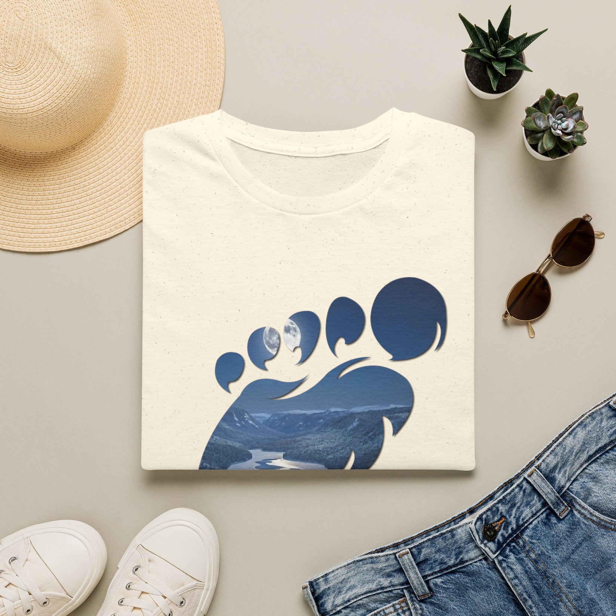 Bigfoot 'Squatchin' Ain't Easy' T-Shirt — Moonlit Winter Lake Sasquatch Tee
