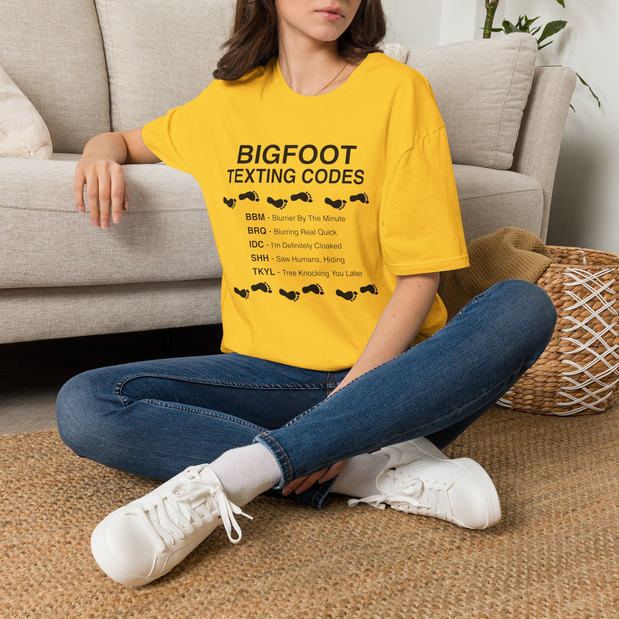 Bigfoot Texting Codes T-Shirt — Funny Sasquatch Emoji Trail Tee