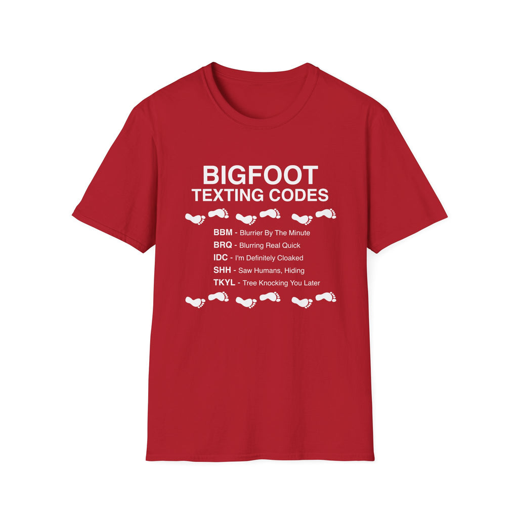 Bigfoot Texting Codes T-Shirt — Funny Sasquatch Emoji Trail Tee