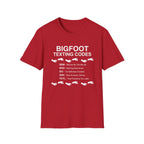 Bigfoot Texting Codes T-Shirt — Funny Sasquatch Emoji Trail Tee