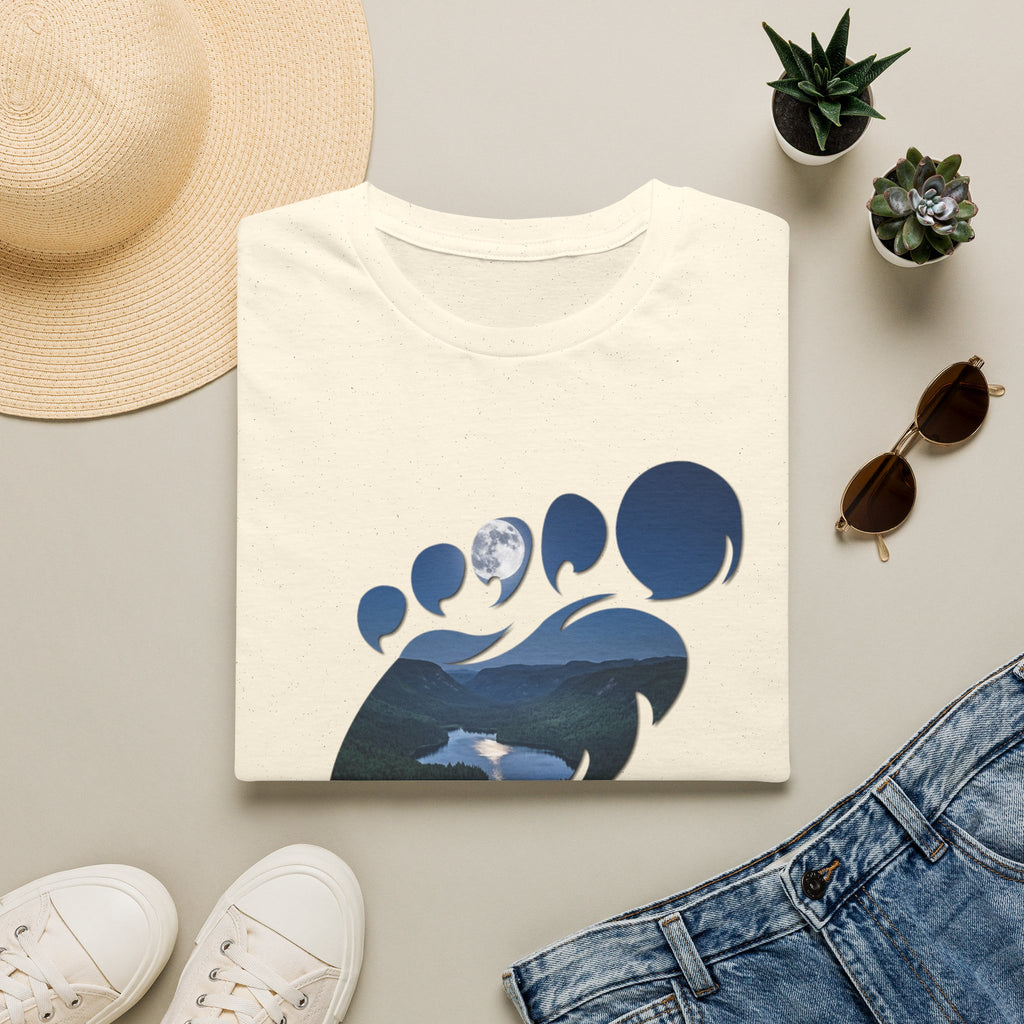 Bigfoot Footprint 'Believe!' Tee — Moonlit Northern Lake Graphic T-Shirt
