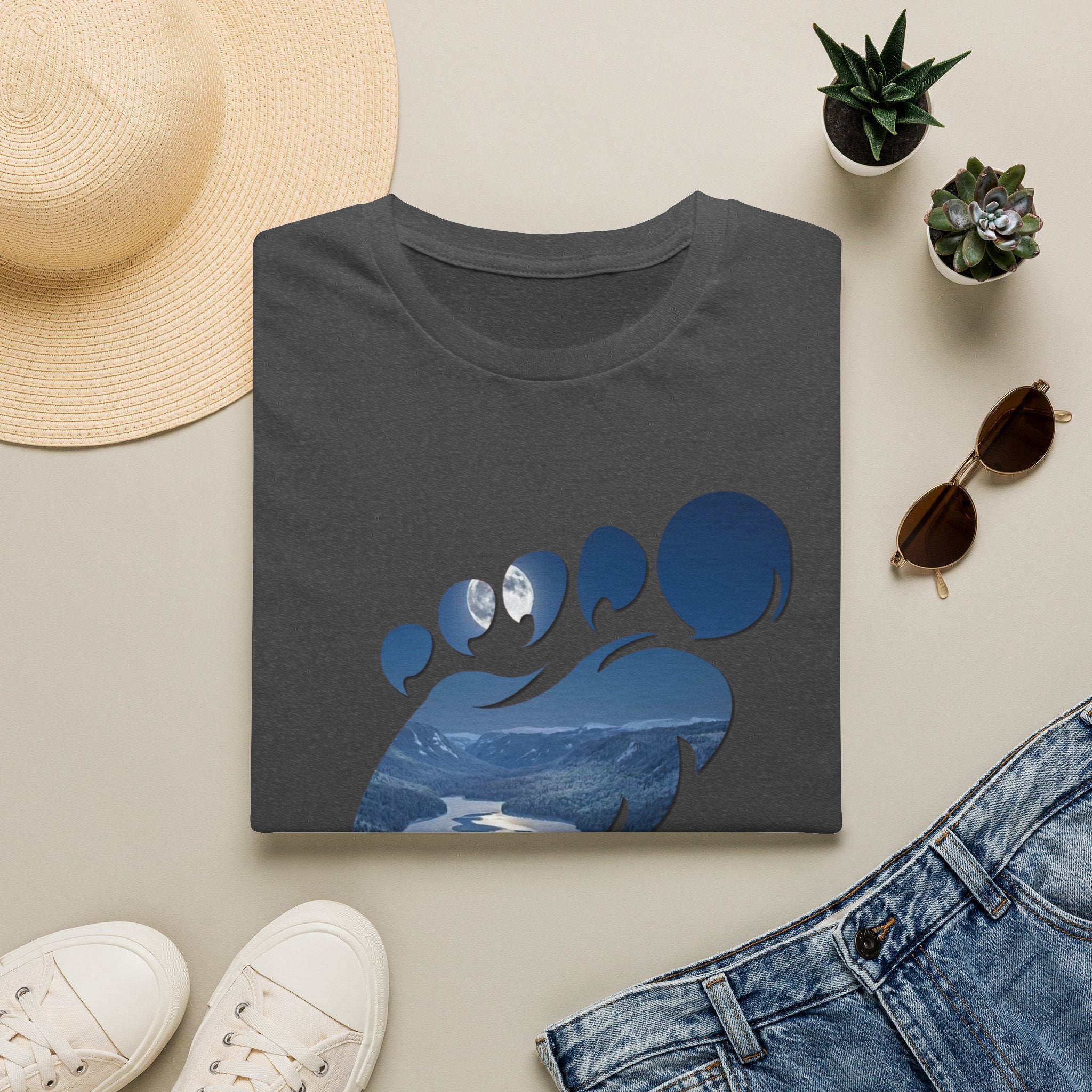 Bigfoot 'Squatchin' Ain't Easy' T-Shirt — Moonlit Winter Lake Sasquatch Tee