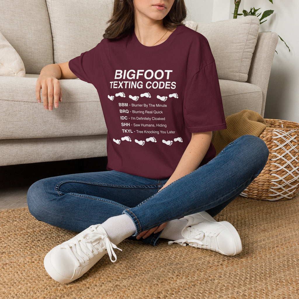 Bigfoot Texting Codes T-Shirt — Funny Sasquatch Emoji Trail Tee