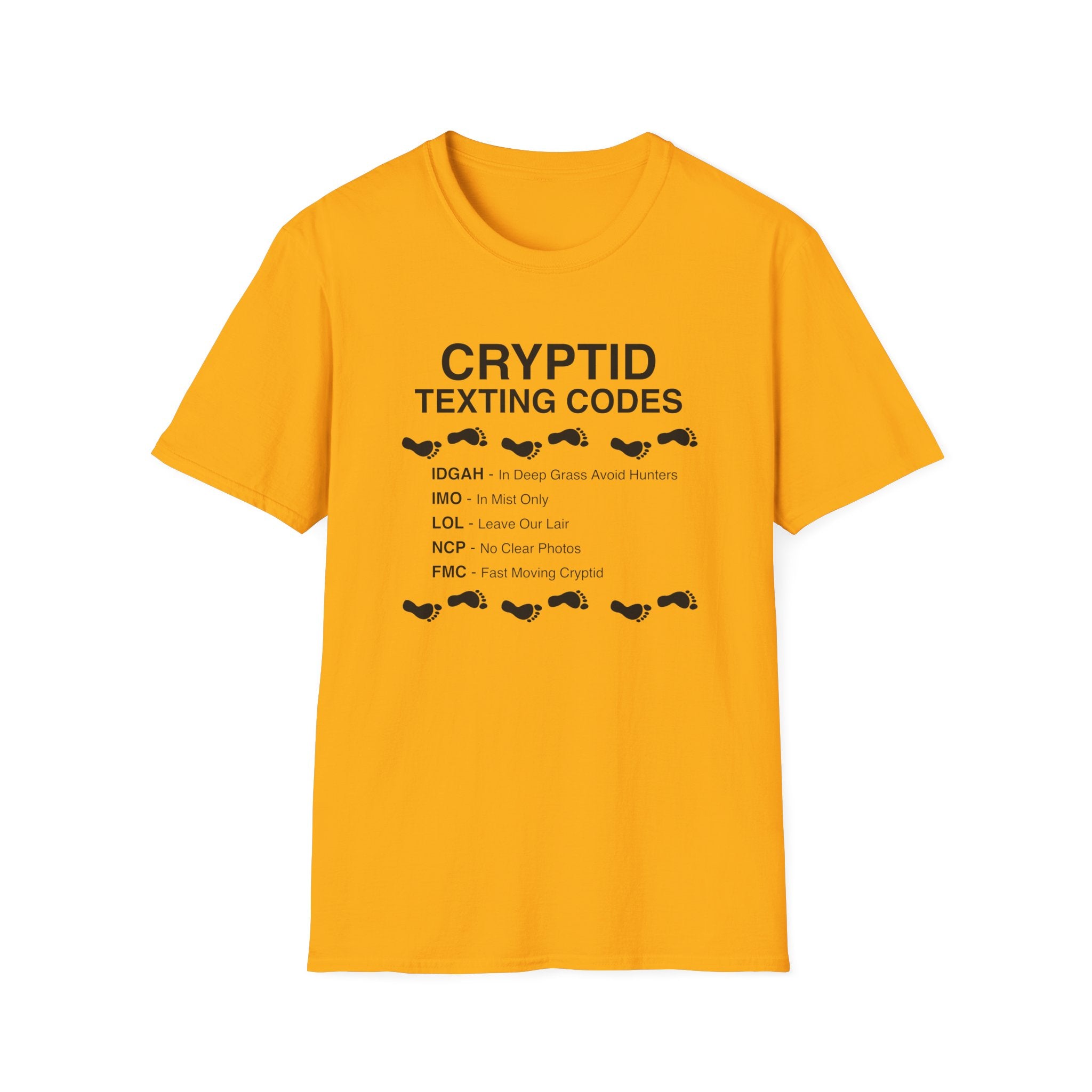 Cryptid Texting Codes T-Shirt — Funny Bigfoot/Nessie Sasquatch Meme Tee for Cryptid Fans