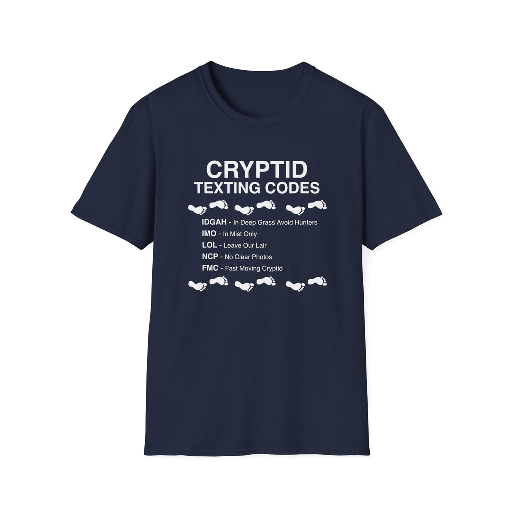 Cryptid Texting Codes T-Shirt — Funny Bigfoot/Nessie Sasquatch Meme Tee for Cryptid Fans
