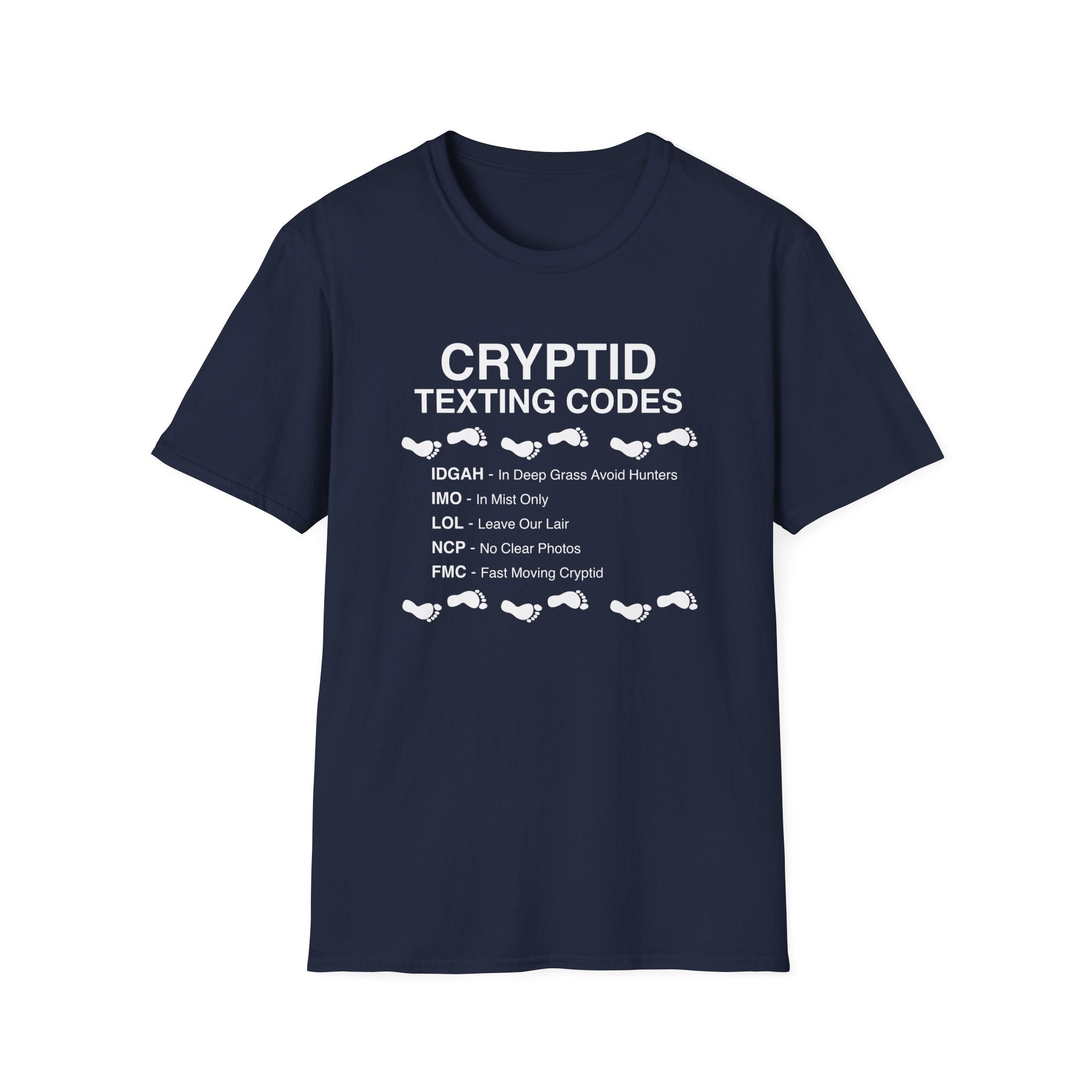Cryptid Texting Codes T-Shirt — Funny Bigfoot/Nessie Sasquatch Meme Tee for Cryptid Fans