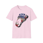 Going Norther Bigfoot T-Shirt — Footprint Silhouette with Distressed Flag "EST. 1776 - We The People"