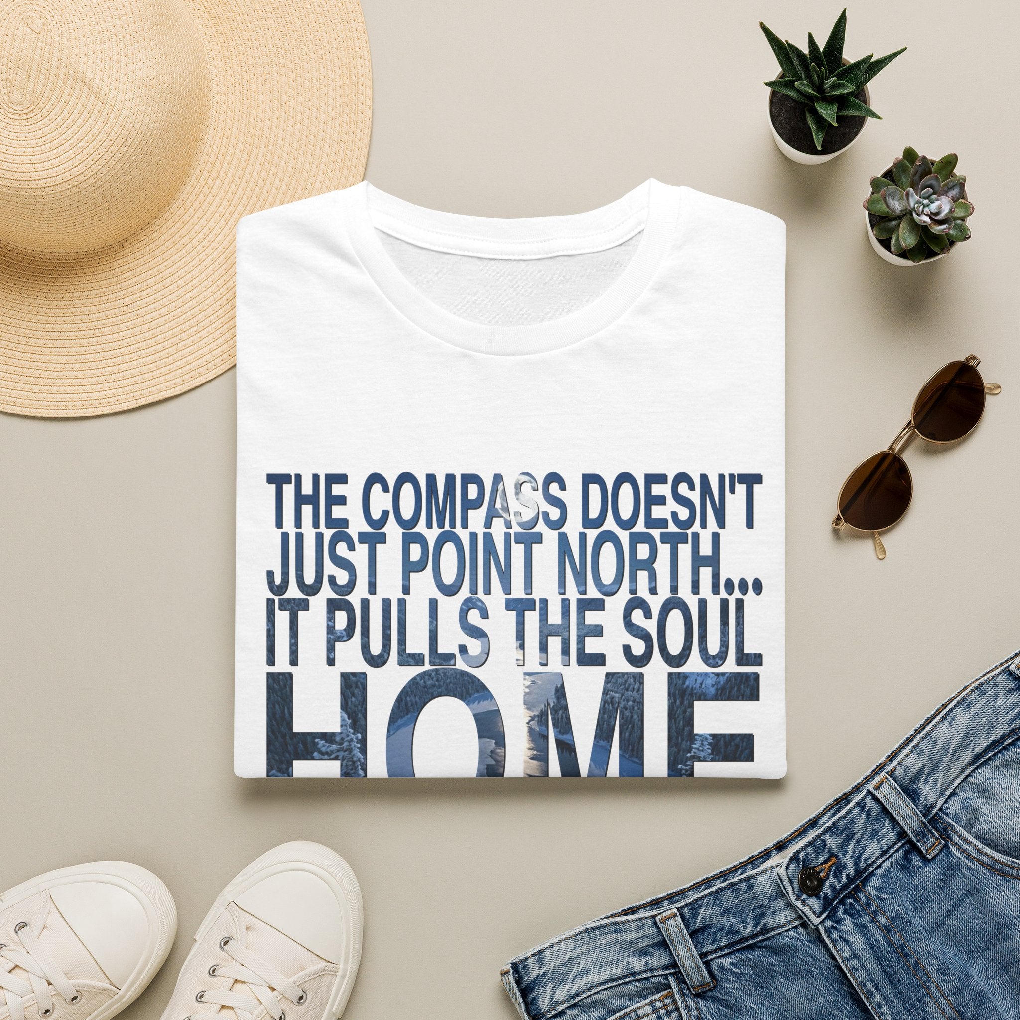 T-Shirt — "The Compass Doesn't Just Point North... It Pulls the Soul Home" Inspirational Tee