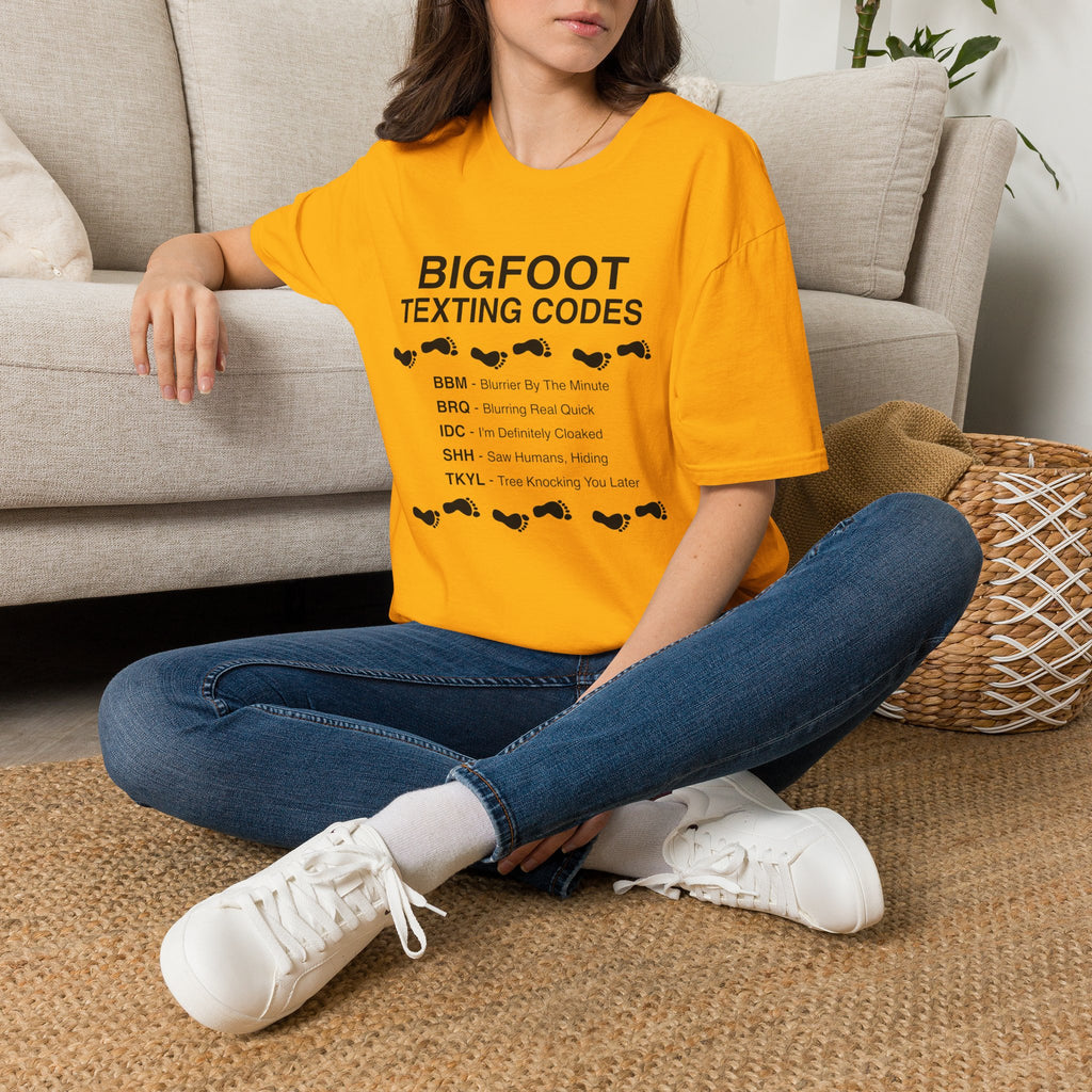 Bigfoot Texting Codes T-Shirt — Funny Sasquatch Emoji Trail Tee