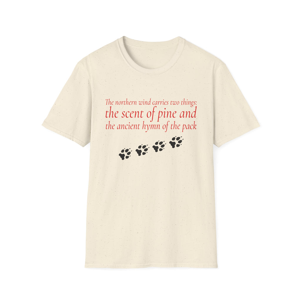 Pine & Pack Wolf Pack Tee — 'The northern wind carries two things' Paw Print Shirt