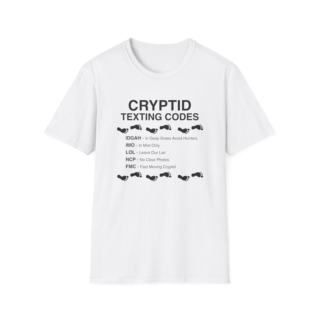 Cryptid Texting Codes T-Shirt — Funny Bigfoot/Nessie Sasquatch Meme Tee for Cryptid Fans