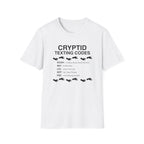 Cryptid Texting Codes T-Shirt — Funny Bigfoot/Nessie Sasquatch Meme Tee for Cryptid Fans