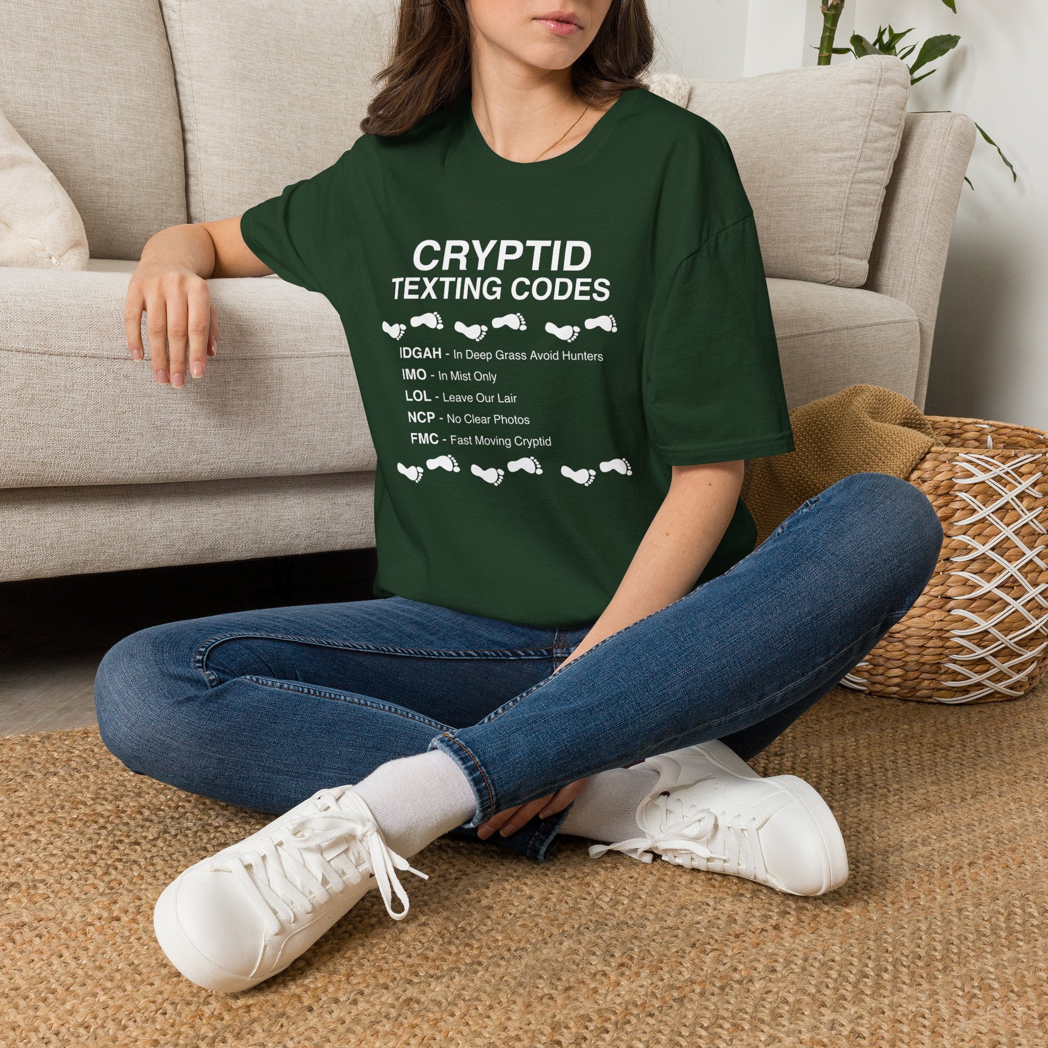 Cryptid Texting Codes T-Shirt — Funny Bigfoot/Nessie Sasquatch Meme Tee for Cryptid Fans
