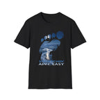 Bigfoot 'Squatchin' Ain't Easy' T-Shirt — Moonlit Winter Lake Sasquatch Tee