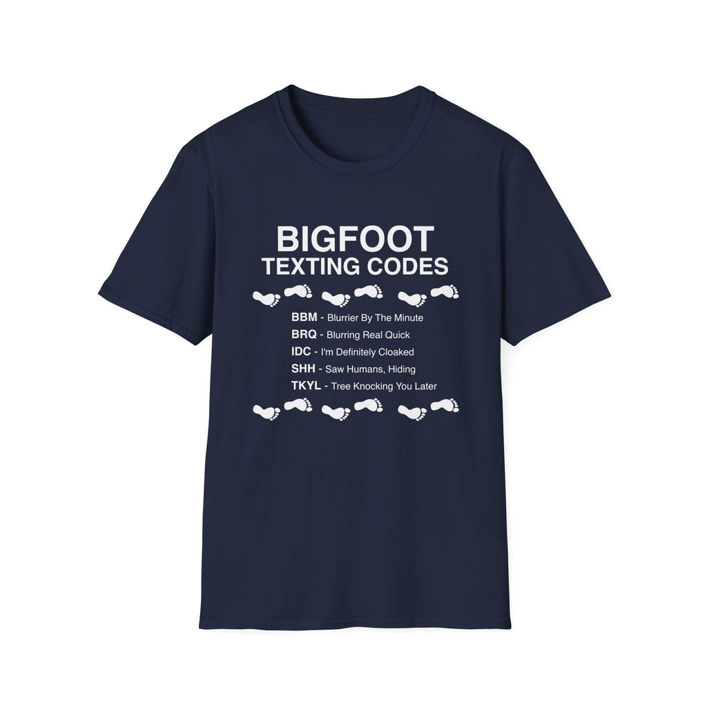 Bigfoot Texting Codes T-Shirt — Funny Sasquatch Emoji Trail Tee