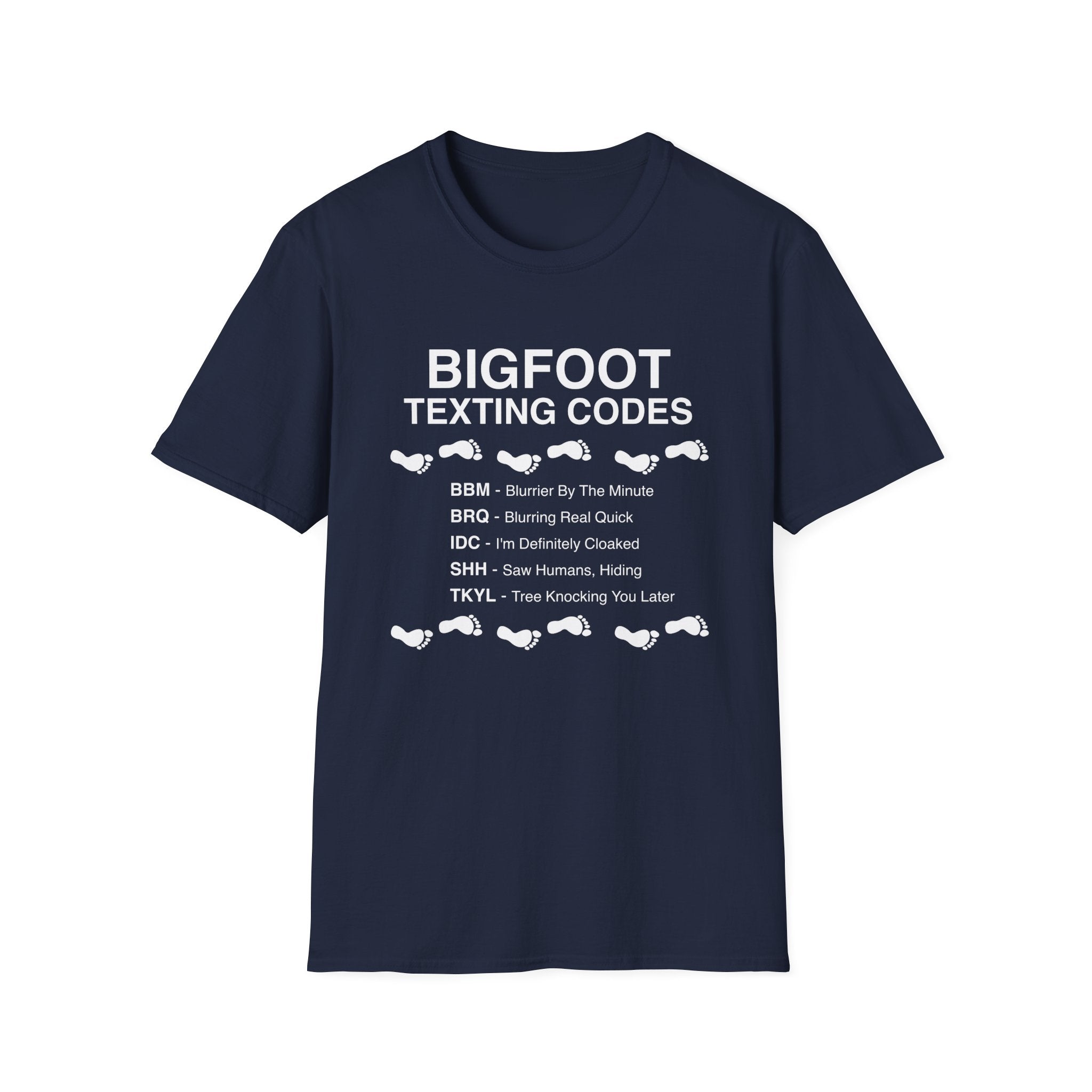 Bigfoot Texting Codes T-Shirt — Funny Sasquatch Emoji Trail Tee
