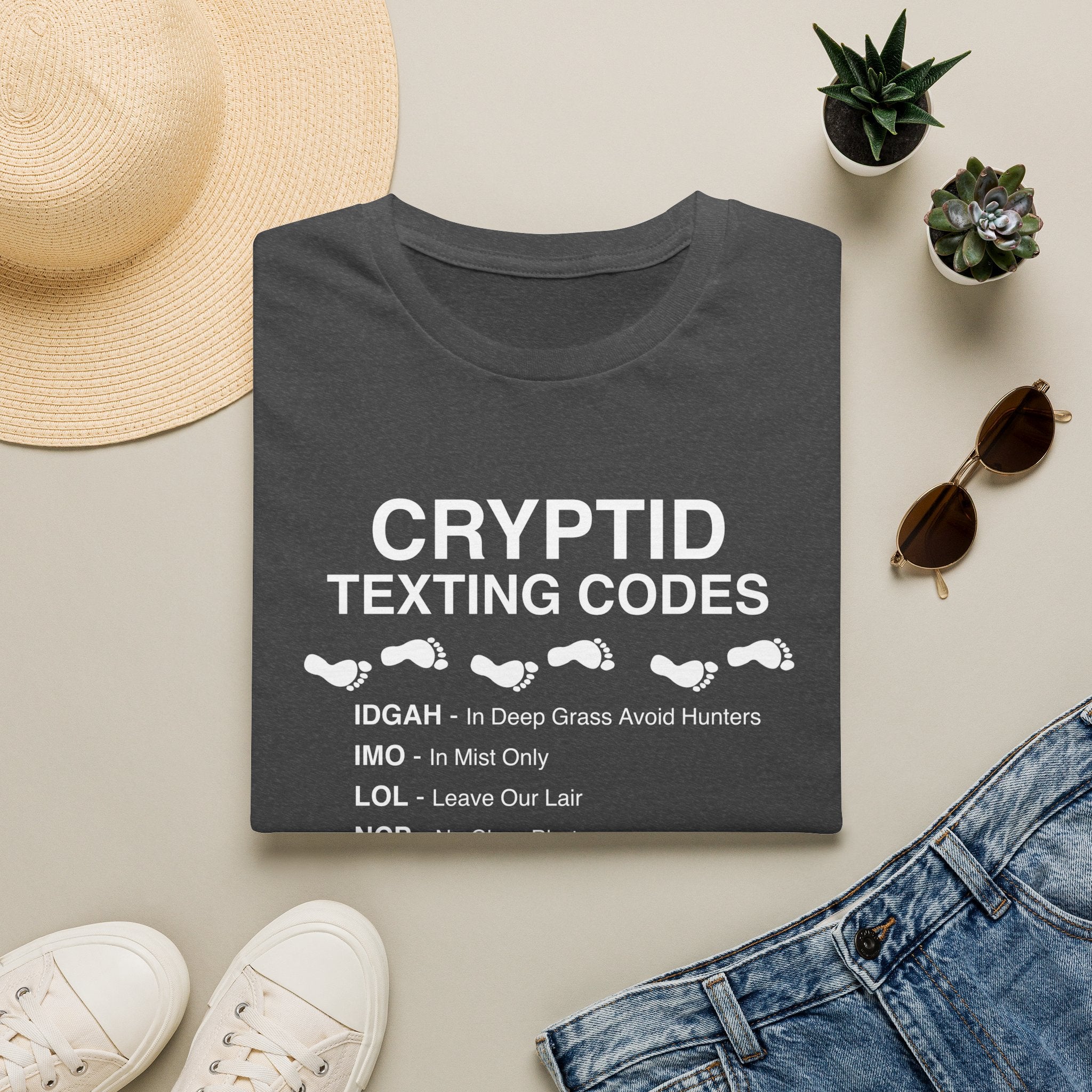 Cryptid Texting Codes T-Shirt — Funny Bigfoot/Nessie Sasquatch Meme Tee for Cryptid Fans