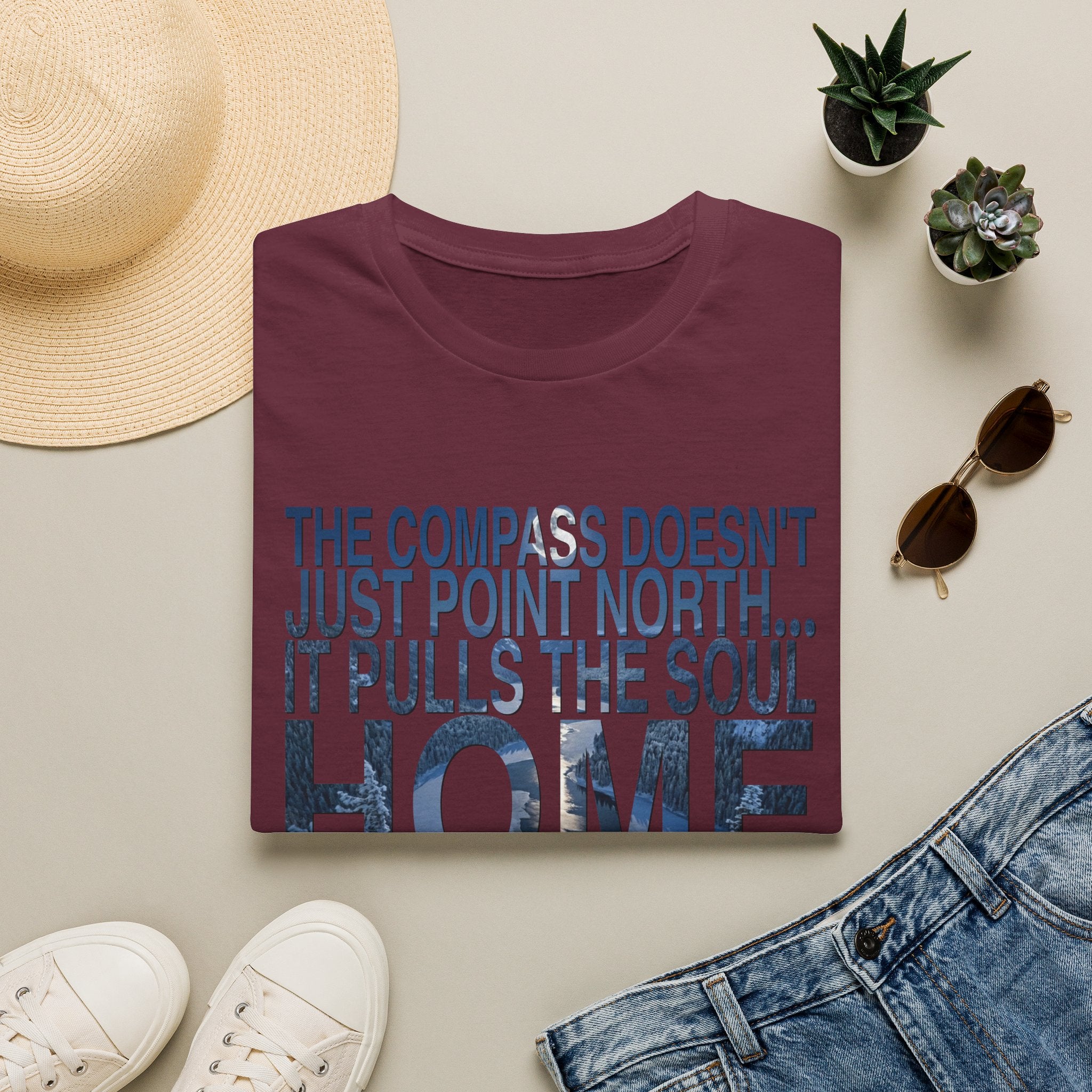 T-Shirt — "The Compass Doesn't Just Point North... It Pulls the Soul Home" Inspirational Tee