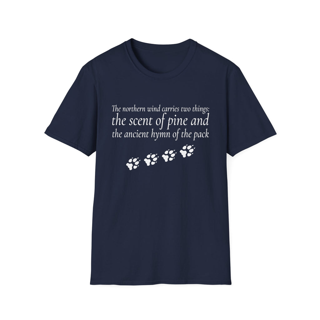 Pine & Pack Wolf Pack Tee — 'The northern wind carries two things' Paw Print Shirt