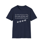 Pine & Pack Wolf Pack Tee — 'The northern wind carries two things' Paw Print Shirt