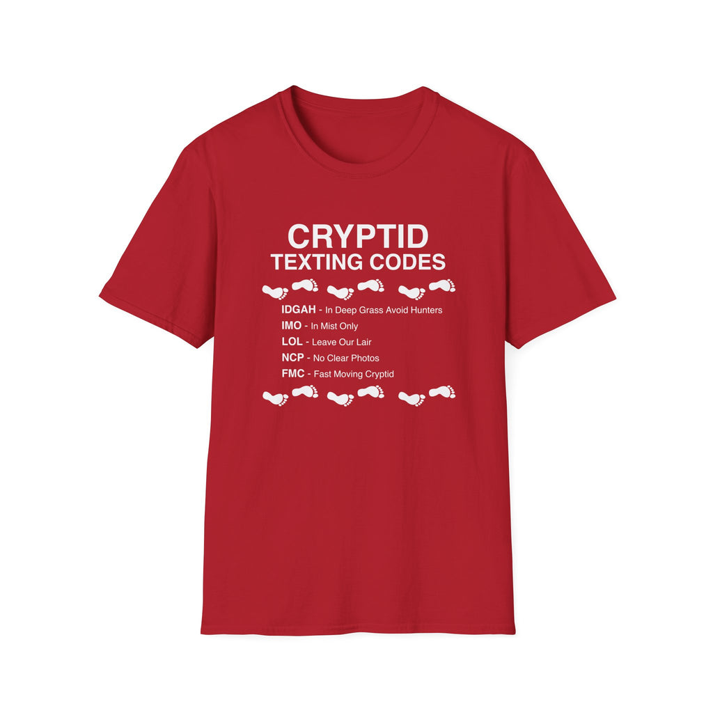 Cryptid Texting Codes T-Shirt — Funny Bigfoot/Nessie Sasquatch Meme Tee for Cryptid Fans