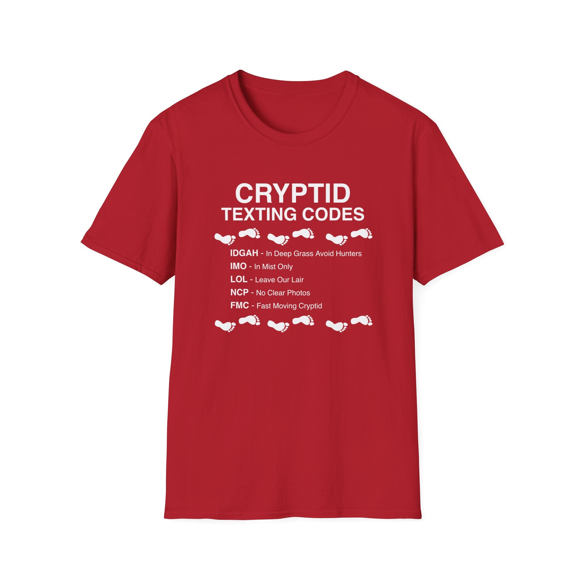 Cryptid Texting Codes T-Shirt — Funny Bigfoot/Nessie Sasquatch Meme Tee for Cryptid Fans
