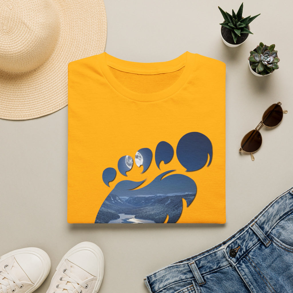 Bigfoot 'Squatchin' Ain't Easy' T-Shirt — Moonlit Winter Lake Sasquatch Tee