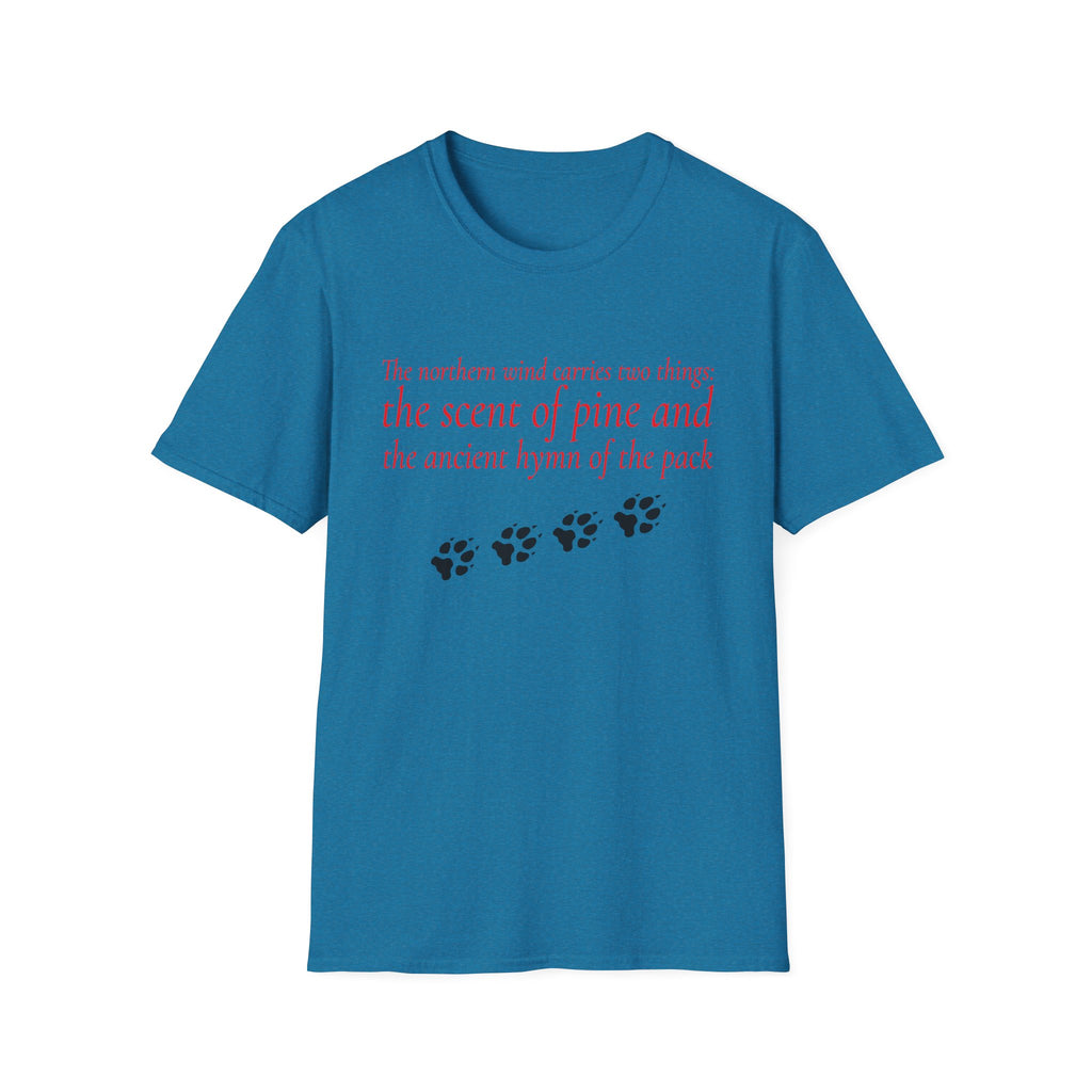 Pine & Pack Wolf Pack Tee — 'The northern wind carries two things' Paw Print Shirt