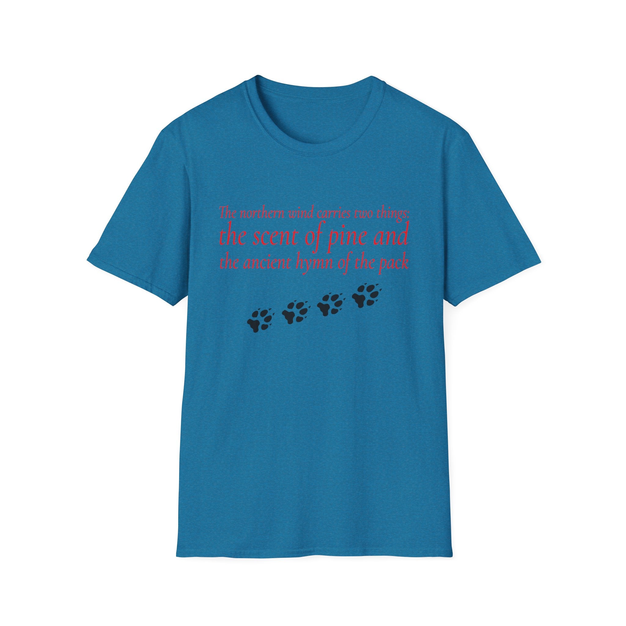 Pine & Pack Wolf Pack Tee — 'The northern wind carries two things' Paw Print Shirt