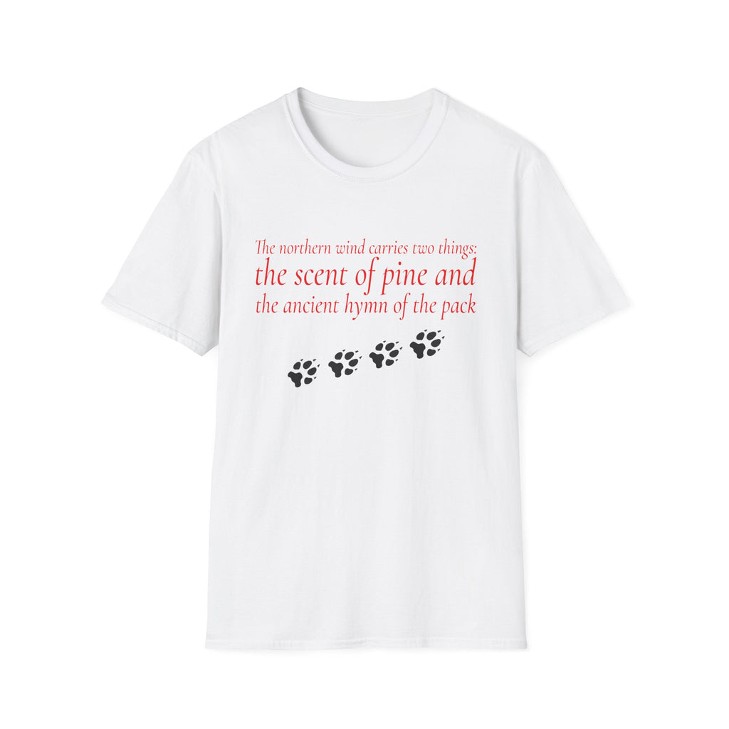 Pine & Pack Wolf Pack Tee — 'The northern wind carries two things' Paw Print Shirt