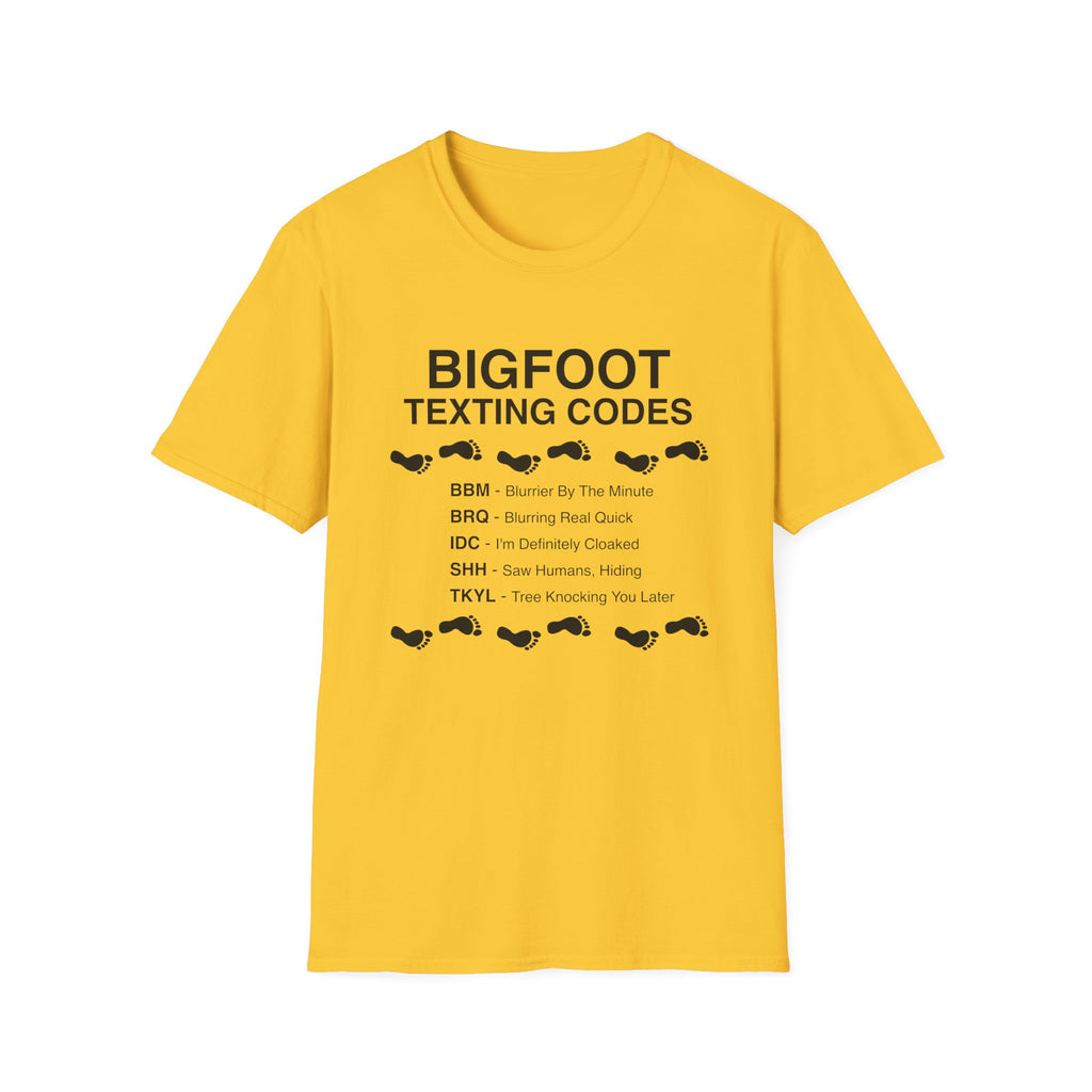 Bigfoot Texting Codes T-Shirt — Funny Sasquatch Emoji Trail Tee