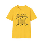 Bigfoot Texting Codes T-Shirt — Funny Sasquatch Emoji Trail Tee