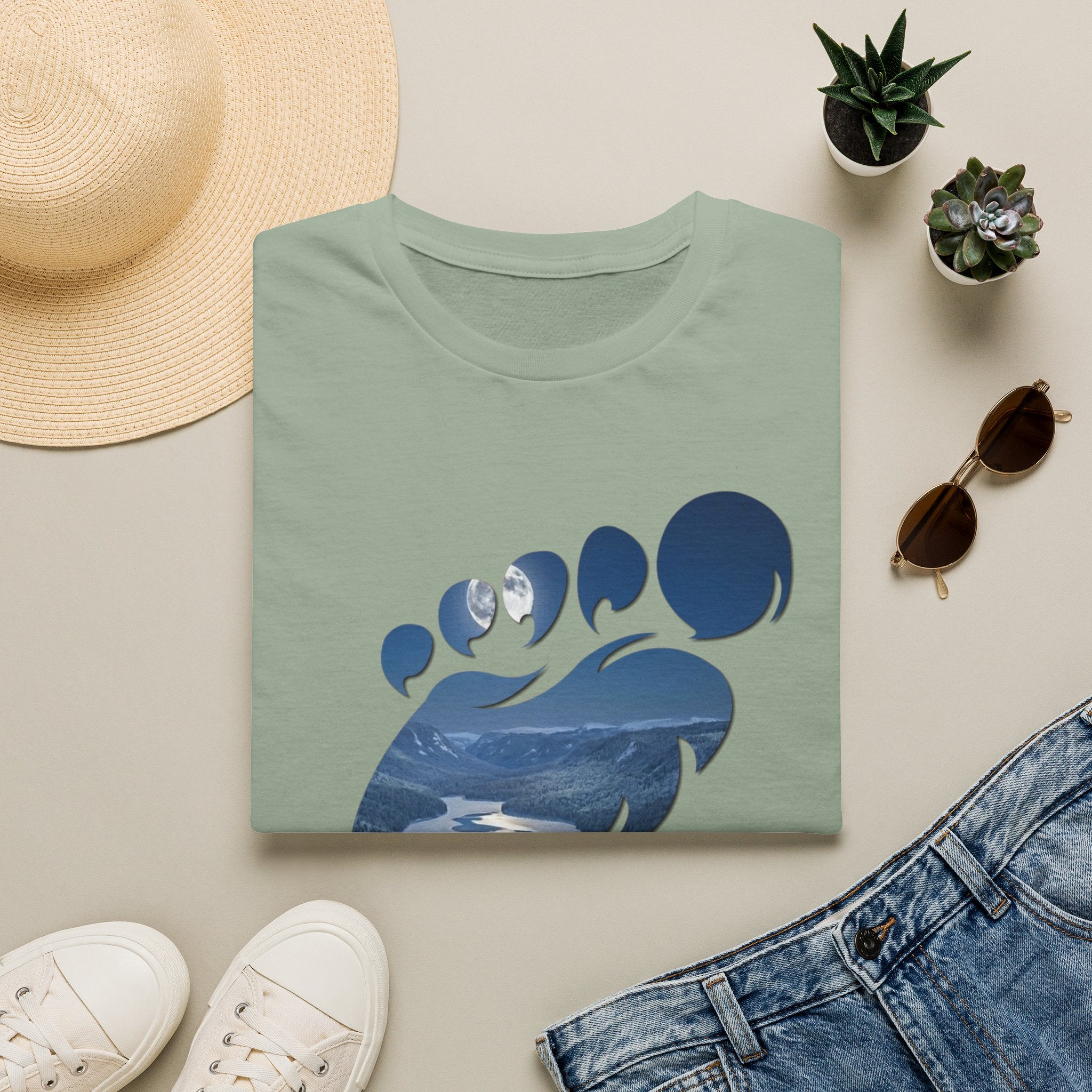 Bigfoot 'Squatchin' Ain't Easy' T-Shirt — Moonlit Winter Lake Sasquatch Tee