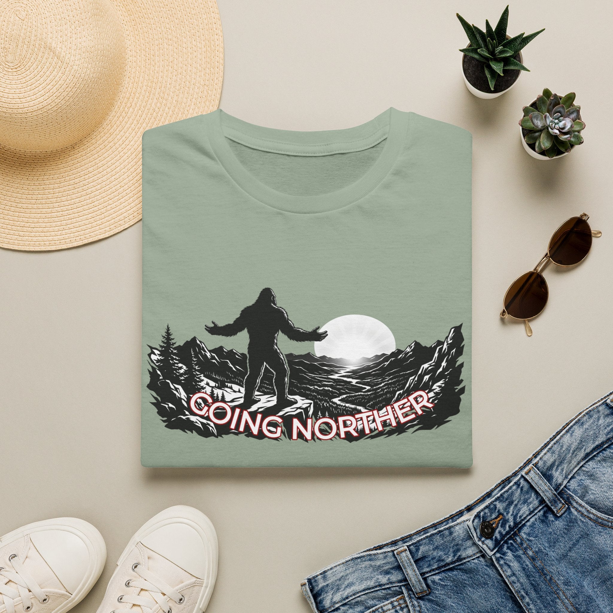 Going Norther Bigfoot Moonlit Mountain T-Shirt
