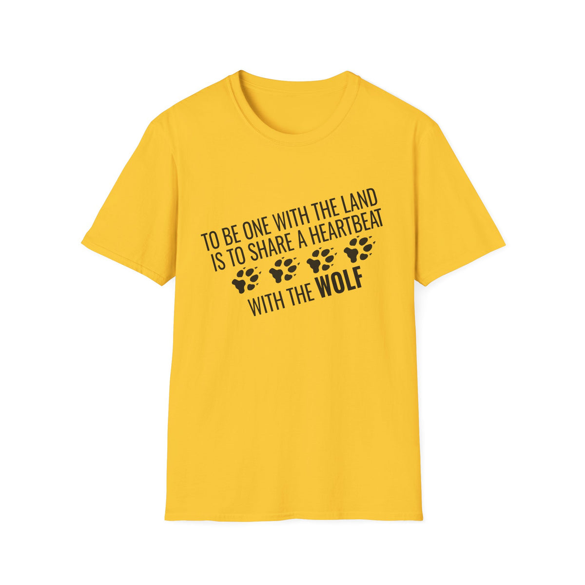 Wolf Paw Print T-Shirt – "To Be One With The Land Is To Share A Heartbeat With The Wolf"