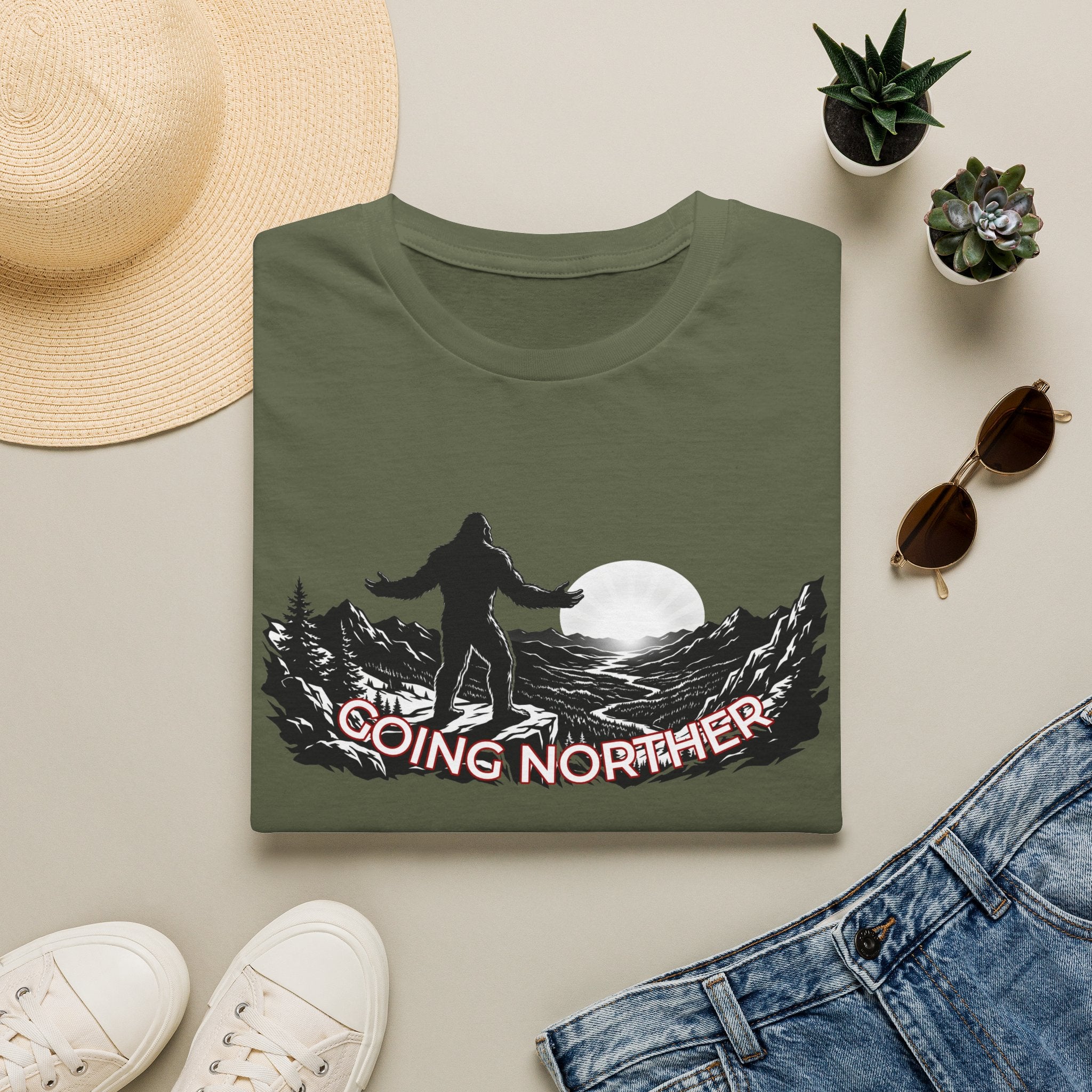 Going Norther Bigfoot Moonlit Mountain T-Shirt