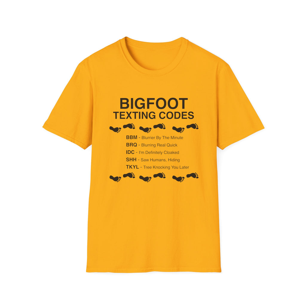 Bigfoot Texting Codes T-Shirt — Funny Sasquatch Emoji Trail Tee