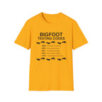 Bigfoot Texting Codes T-Shirt — Funny Sasquatch Emoji Trail Tee