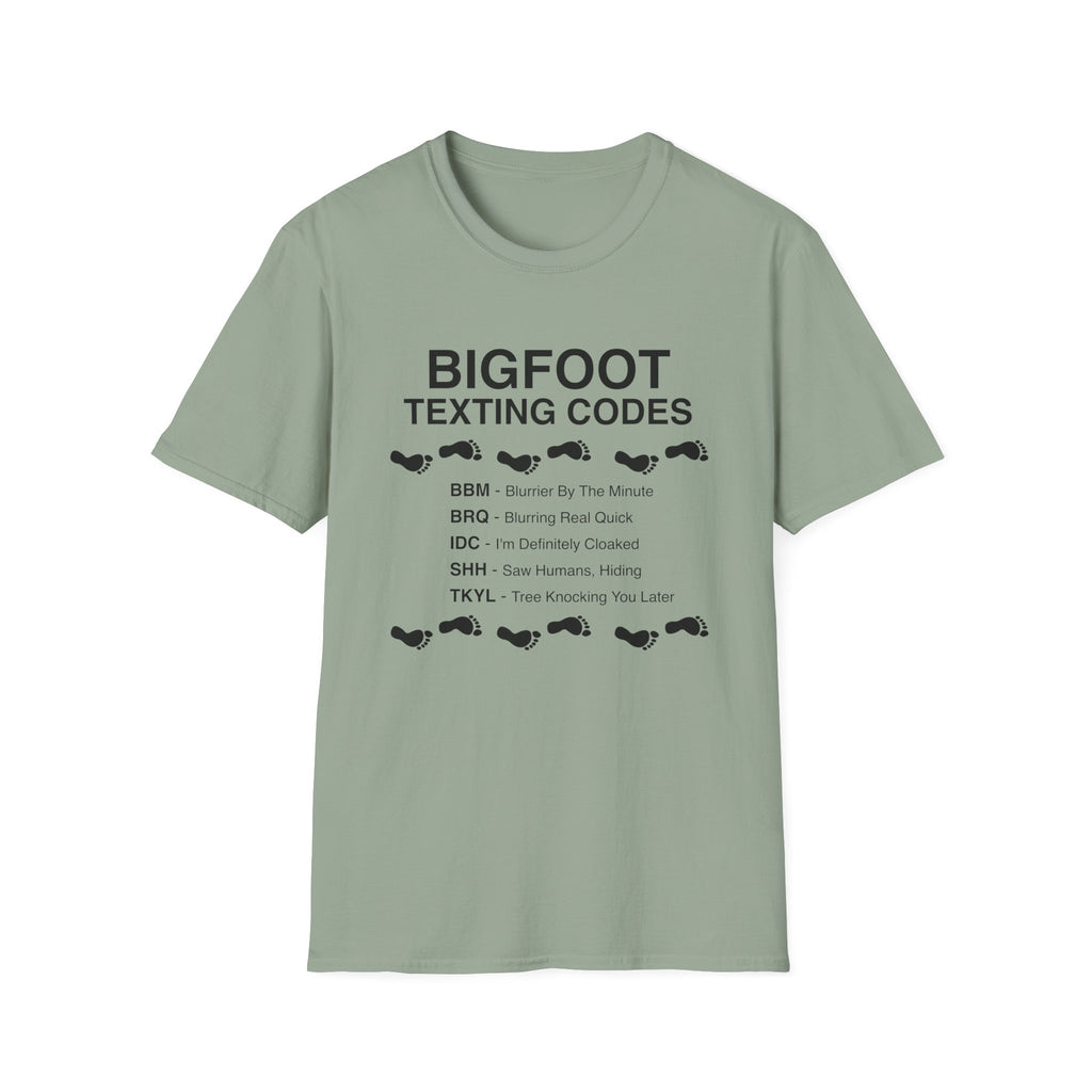 Bigfoot Texting Codes T-Shirt — Funny Sasquatch Emoji Trail Tee