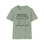 Bigfoot Texting Codes T-Shirt — Funny Sasquatch Emoji Trail Tee