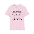 Bigfoot Texting Codes T-Shirt — Funny Sasquatch Emoji Trail Tee