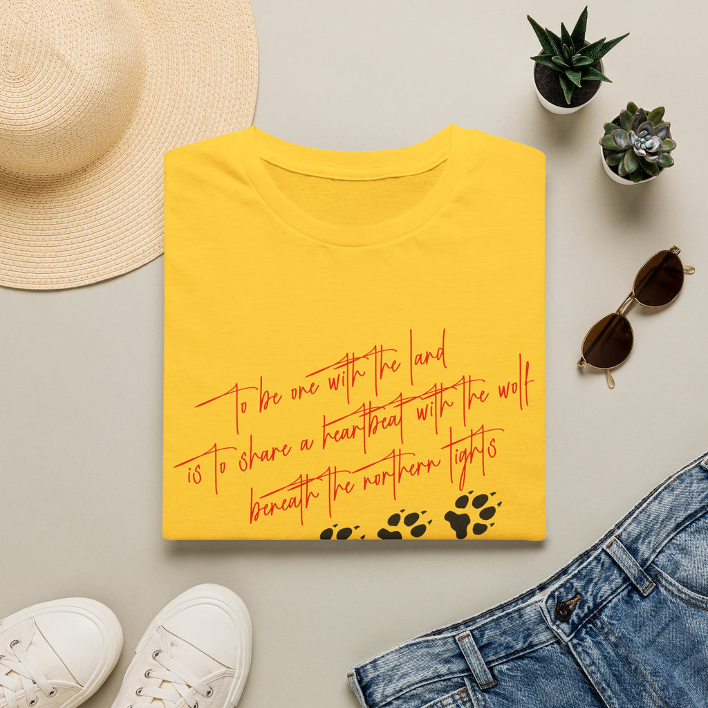 Wolf Paw Graphic T-Shirt — "To Be One with the Land" Script Tee