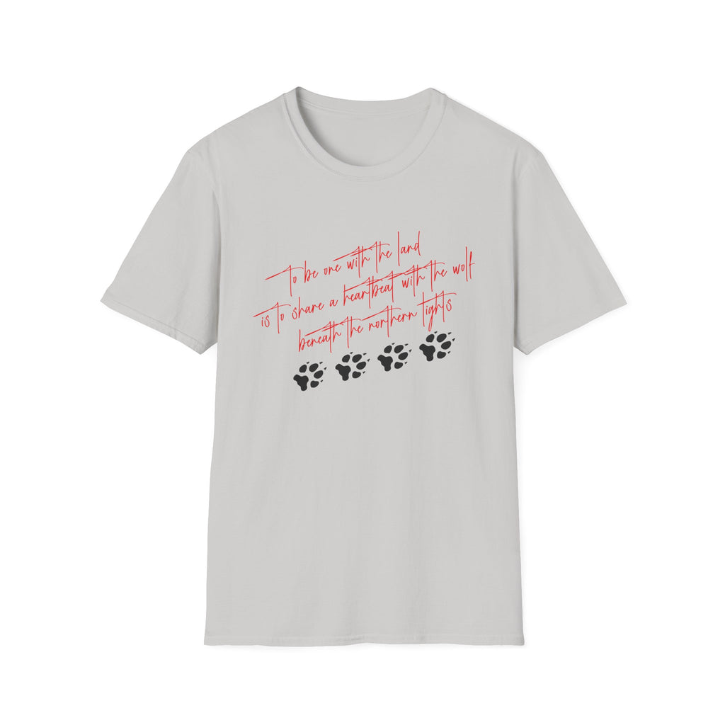 Wolf Paw Graphic T-Shirt — "To Be One with the Land" Script Tee
