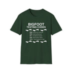 Bigfoot Texting Codes T-Shirt — Funny Sasquatch Emoji Trail Tee