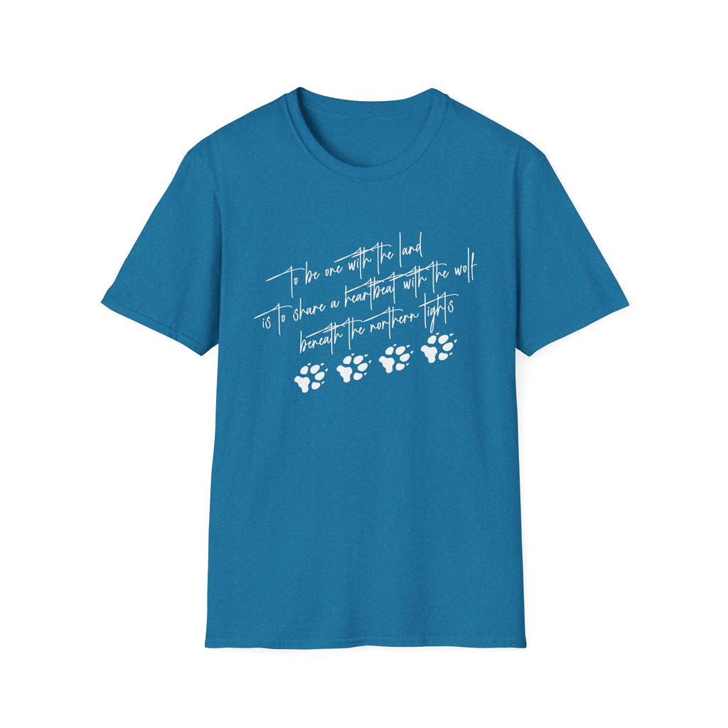 Wolf Paw Graphic T-Shirt — "To Be One with the Land" Script Tee