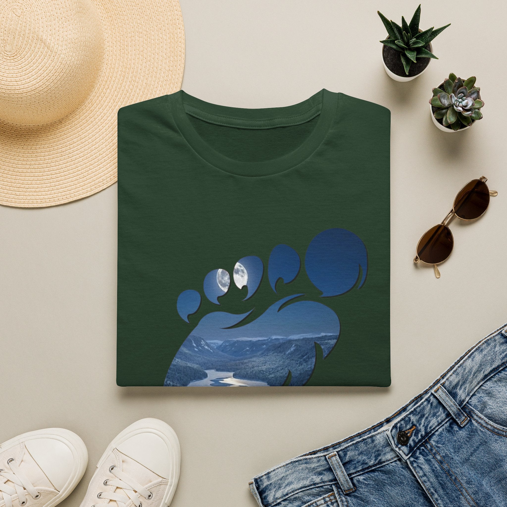 Bigfoot 'Squatchin' Ain't Easy' T-Shirt — Moonlit Winter Lake Sasquatch Tee