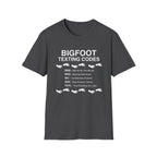Bigfoot Texting Codes T-Shirt — Funny Sasquatch Emoji Trail Tee