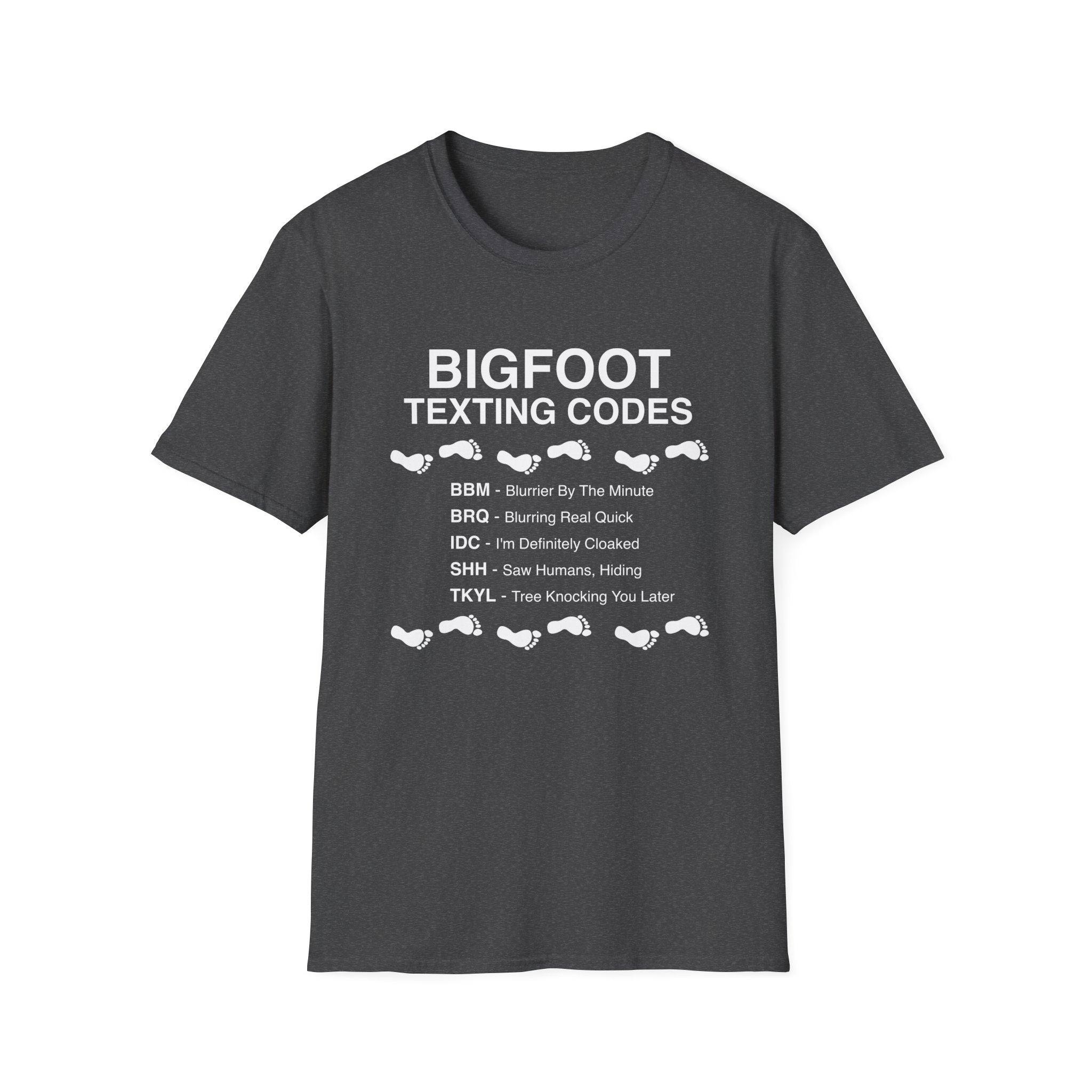 Bigfoot Texting Codes T-Shirt — Funny Sasquatch Emoji Trail Tee