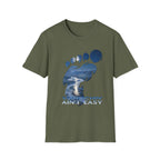 Bigfoot 'Squatchin' Ain't Easy' T-Shirt — Moonlit Winter Lake Sasquatch Tee
