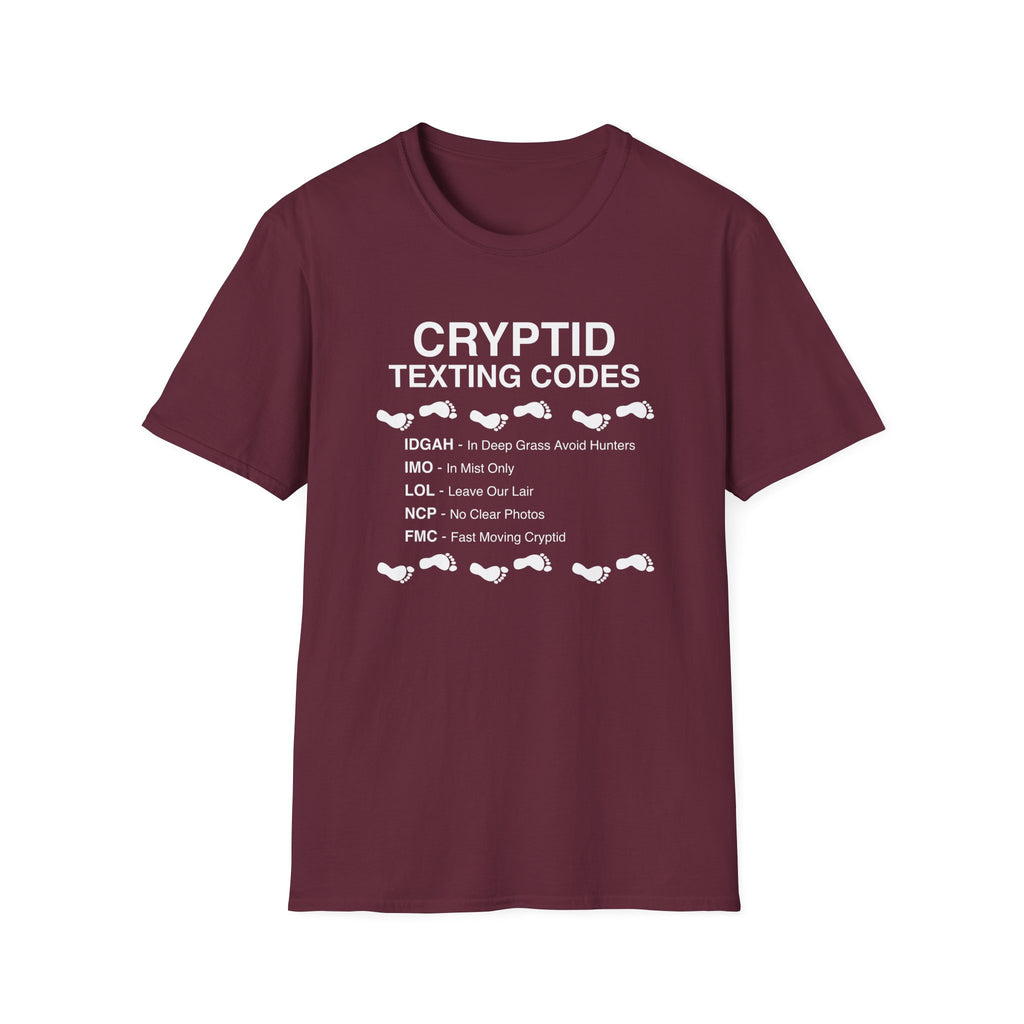 Cryptid Texting Codes T-Shirt — Funny Bigfoot/Nessie Sasquatch Meme Tee for Cryptid Fans